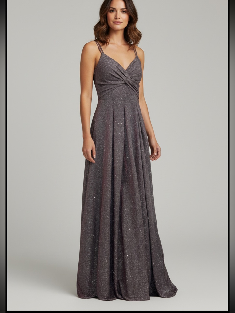 Crystal Doll Iridescent Shifting purple/ Silver Glitter A-Line Prom Gown Size 5